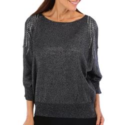 Heritage Charm Petite Jewel Embellished 3/4 Sleeve Sweater