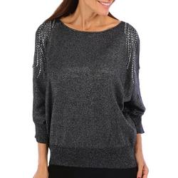 Petite Jewel Embellished 3/4 Sleeve Sweater