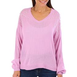Petite Pearl Long Sleeve Sweater