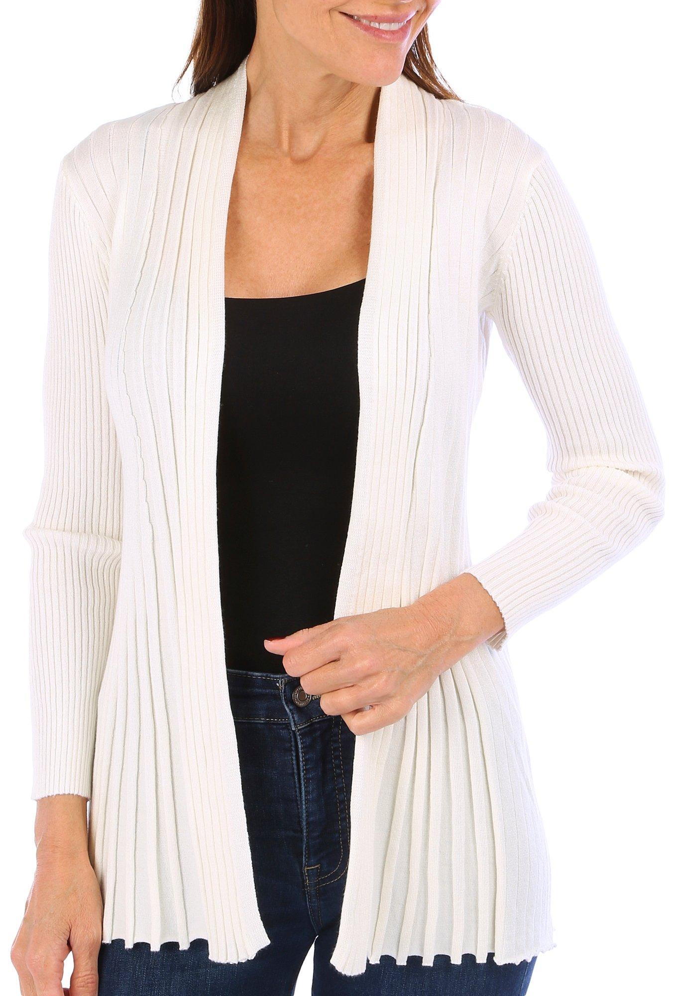 Plus Ribbed Open Long Sleeve Cardigan