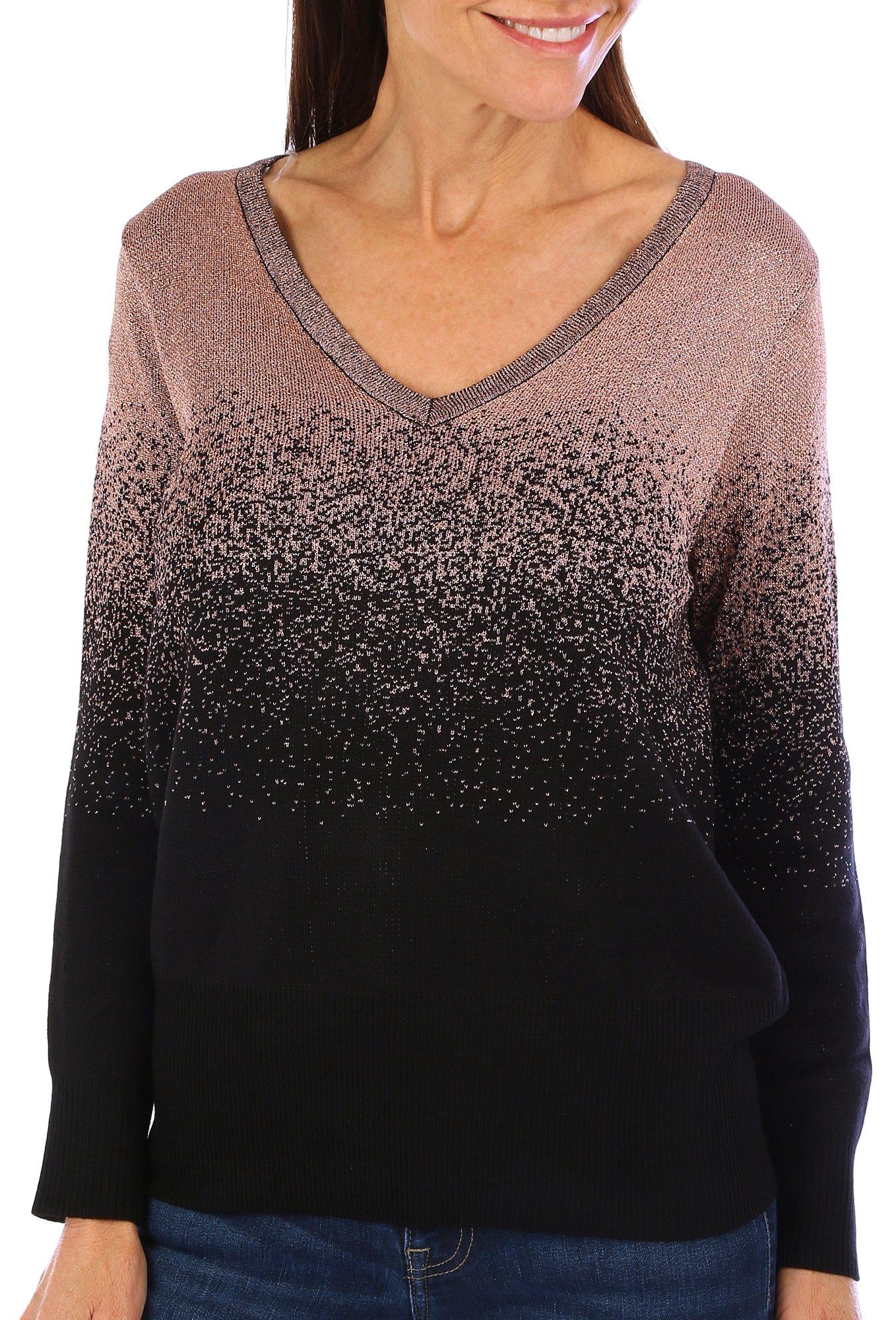 Birch NY Petite V-Neck Glitz and Glam Sweater