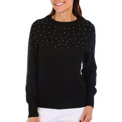 Petite Jewel Embellished Long Sleeve Sweater