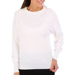Birch NY Petite Jewel Embellished Long Sleeve Sweater