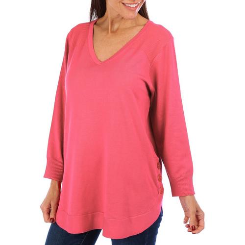 Tint & Shadow Petite Button Embellished Long Sleeve