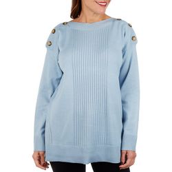 Cable & Gauge Petite Solid Panel Ribbed Tunic Sweater