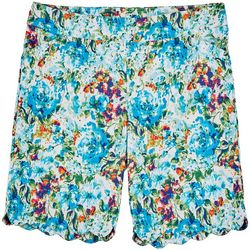 Coral Bay Petite Print Scalloped Shorts
