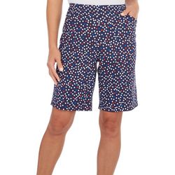 Coral Bay Petite 10 in. Polka Dot Pull On Shorts