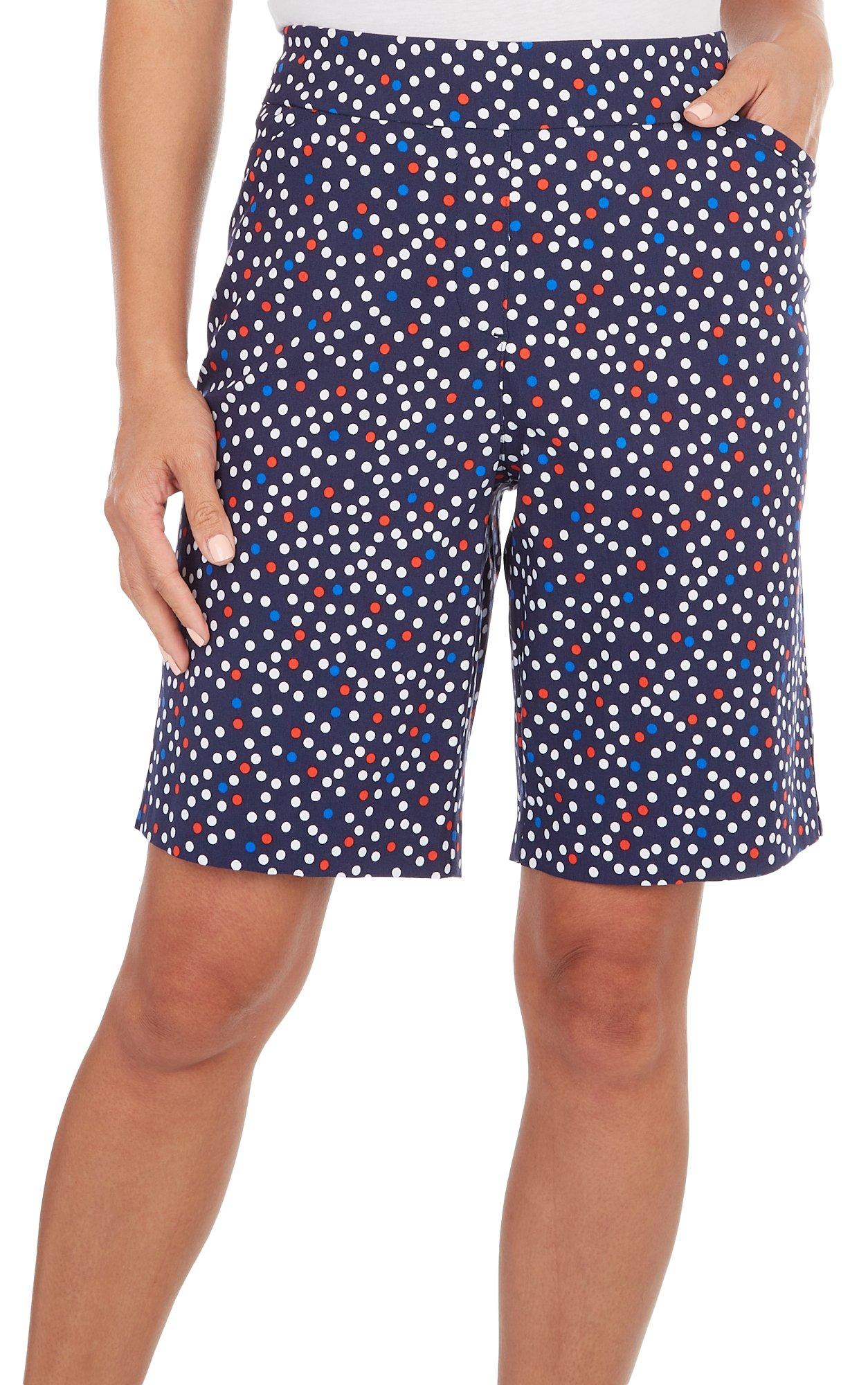 Petite 10 in. Polka Dot Pull On Shorts