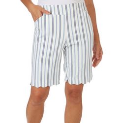 Coral Bay Petite Striped Pull On Scalloped Shorts