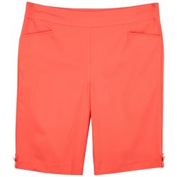 Coral Bay Petite 10 in. Solid Sand Dollar Button Shorts