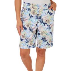 Coral Bay Petite Tropical Print 9 in. Cateye Shorts