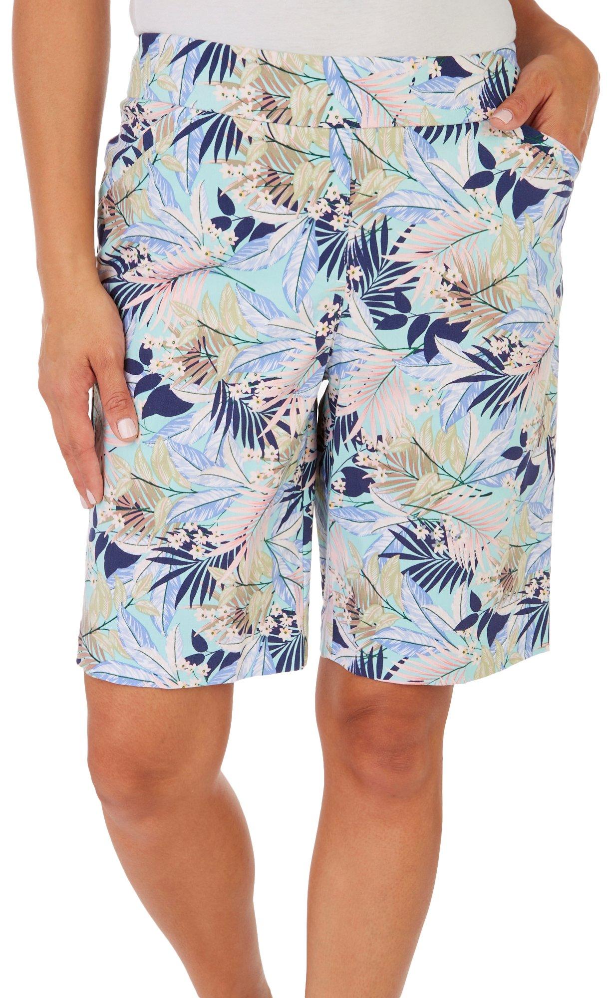 Petite Tropical Print 9 in. Cateye Shorts