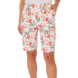 Coral Bay Petite Print 9 in. Cateye Pull On Shorts