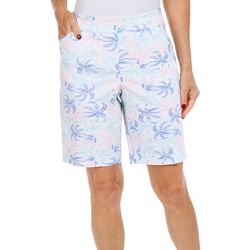 Coral Bay Petite Tropical Print 9 In. Cateye Shorts