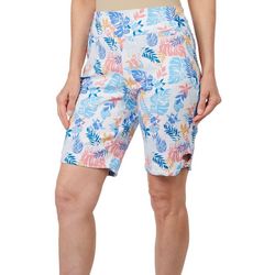 Coral Bay Petite 10 in. Floral Pull On Crystal Bow Short