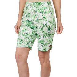 Coral Bay Petite 10 in. Tropical Pull On Crystal Bow Short
