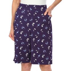 Petite Floral Flamingo Pull On Shorts