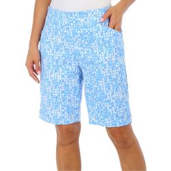 Petite 10in. Tile Print Grommet With Tab Shorts
