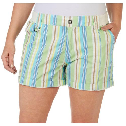 Fresh Petite 5 in. Striped Pocket Shorts