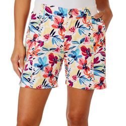 Fresh Petite 5 in. Floral D Ring Cargo Shorts