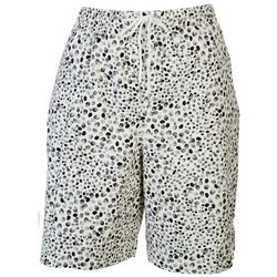 Coral Bay Petite Leopard Everyday Twill Drawstring Shorts