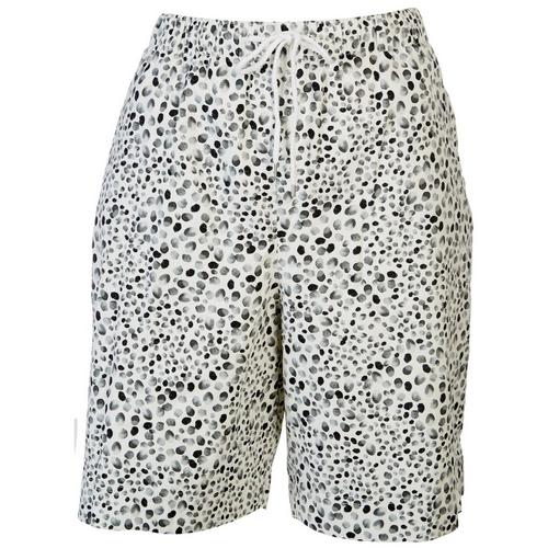 Coral Bay Petite Leopard Everyday Twill Drawstring Shorts