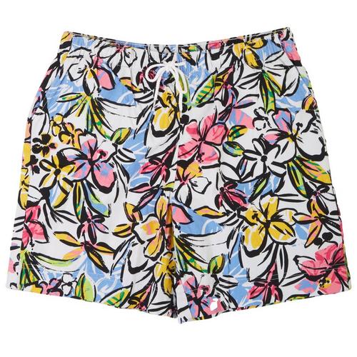 Coral Bay Petite Floral Everyday Twill Drawstring Shorts
