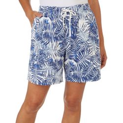 Coral Bay Petite 7 in. Pull On Print Twill Shorts