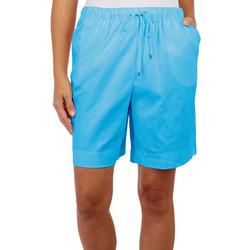 Petite Solid 8 in. Drawstring Twill Shorts