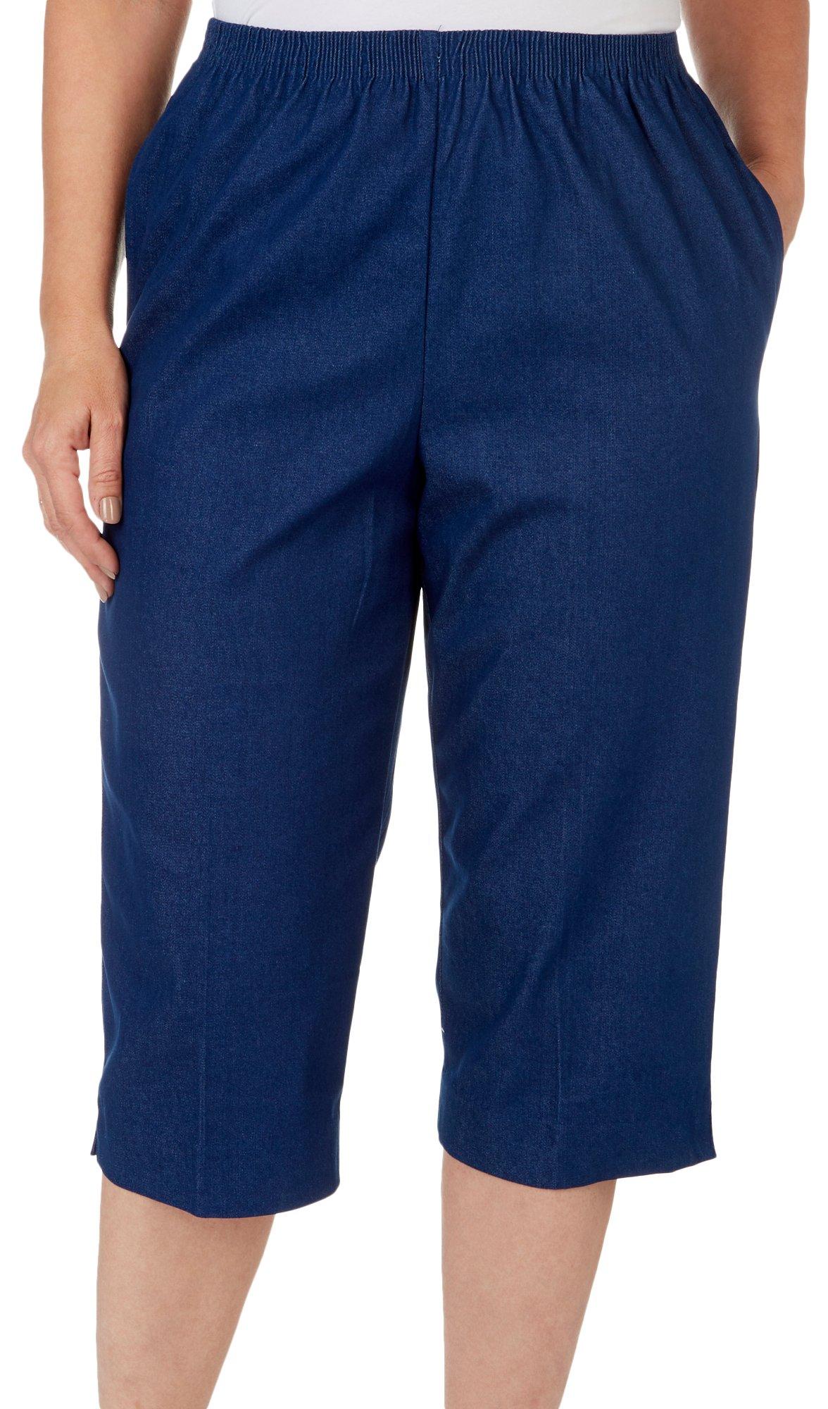 Petite 17 in. Solid Classic Studio Capris