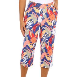 Coral Bay Womens 19 in. Tropical Print Cateye Pull On Capris