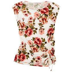 Petite Print Ruched Side Sleeveless Top