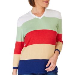C&K Designs Petite V-Neck Stripe Sweater