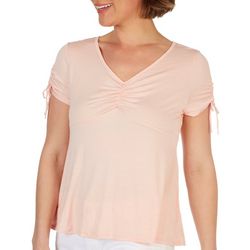 Ava James Petite Ruched Short Sleeve Top