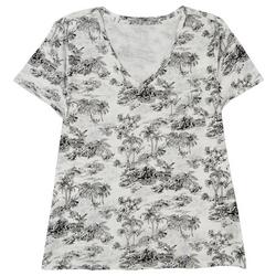 Petite Luxey Palm Tree Short Sleeve Top