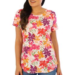 Blue Sol Petite Layered Floral Short Sleeve Top