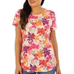 Petite Layered Floral Short Sleeve Top