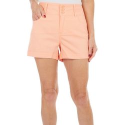 Petite 5 in. Solid Three Button High-Rise Shorts