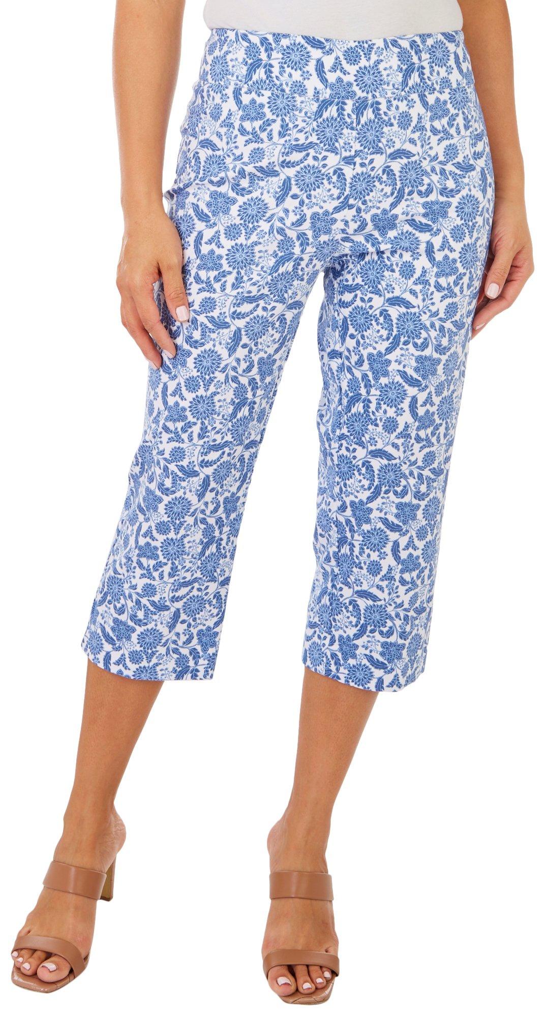 Counterparts Petite Delft Print 18 in. Pull-On Capris