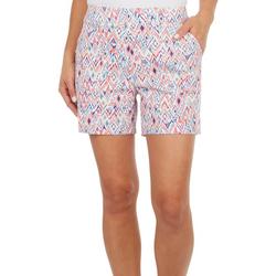Petite 5 in. Pull On Ikat Stretch Shorts