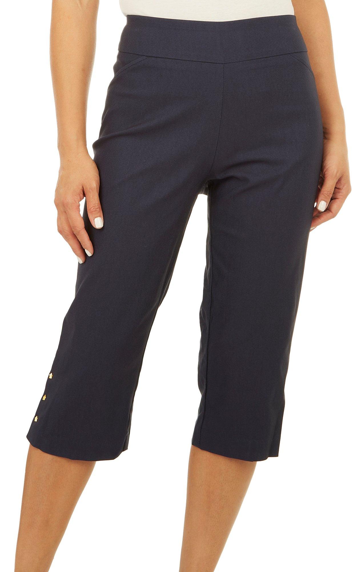 Petite 19 in. Solid Star Rivet Hem Capris