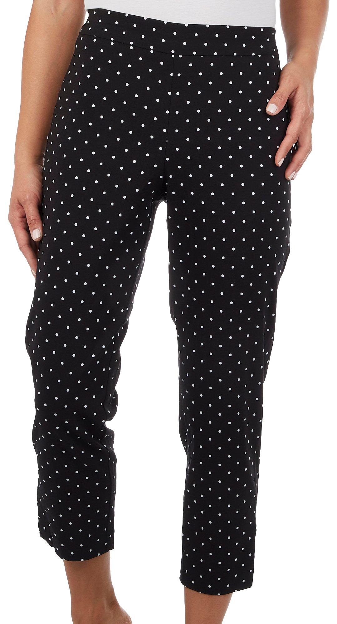 Womens Petite 24in Polka Dot Ankle Pants