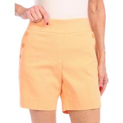 Petite Button Accent Solid Shorts