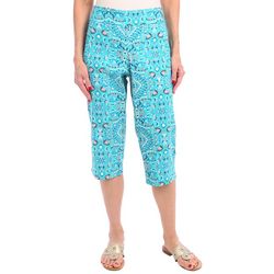 Counterparts Petite Abstract Print 19 in. Embellished Capris