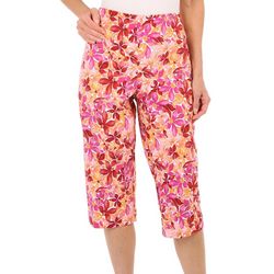 Counterparts Petite Print Pull-On 19 in. Embellished Capris