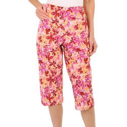Petite Print Pull-On 19 in. Embellished Capris