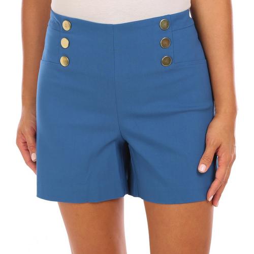 Counterparts Petite Solid Sailor Decorative Button Shorts