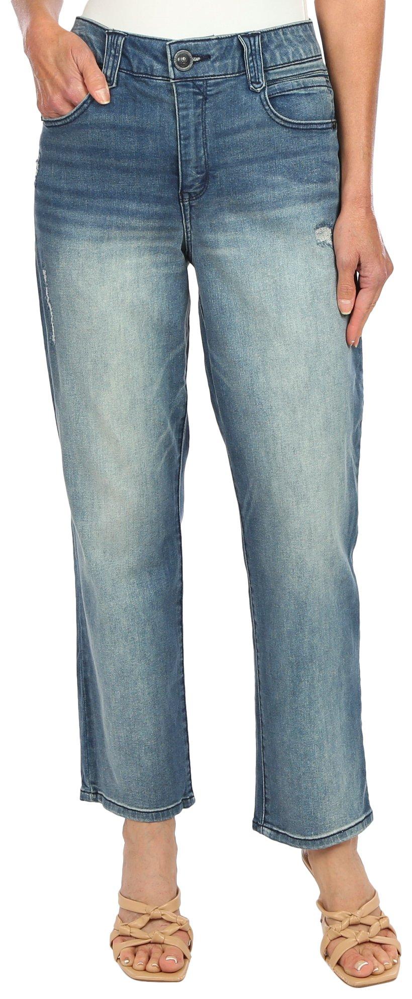 Petite 28 in. Ab Solution Straight Leg Jeans