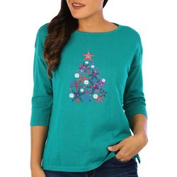 Petite Christmas Tree Starfish 3/4 Sleeve Sweater