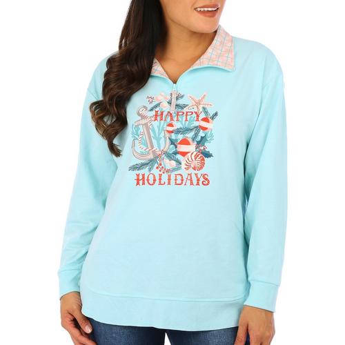 Petite Happy Holiday French Terry Long Sleeve Top
